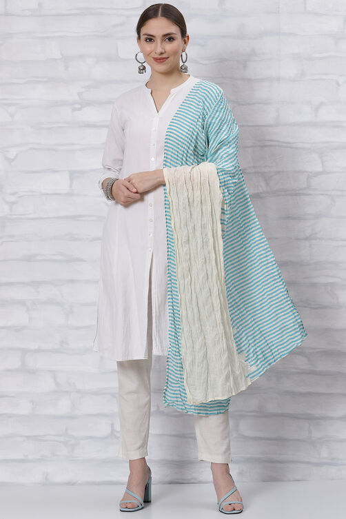 Turquoise Cotton Dupatta image number 0